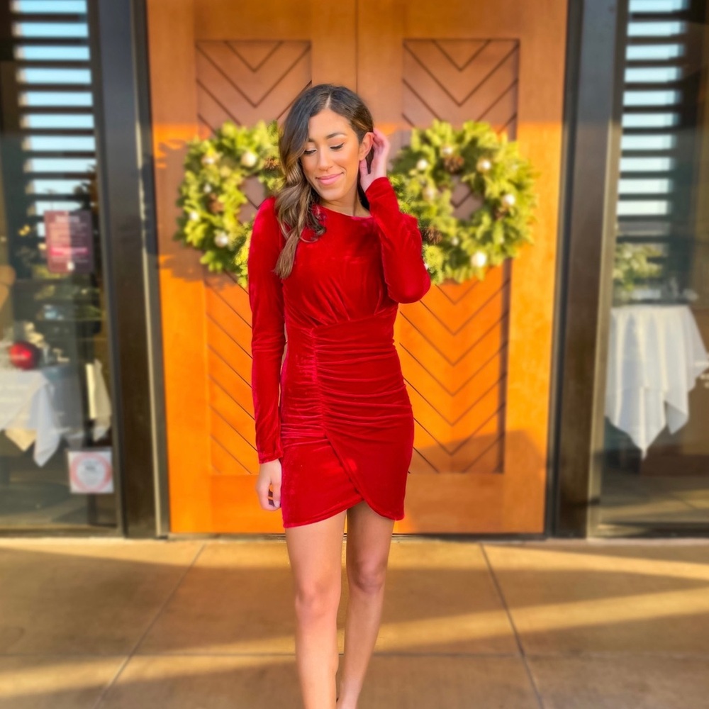 Elegant Red Velvet Dress